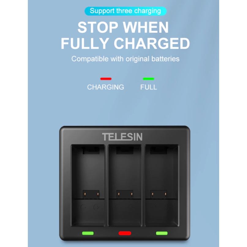 TELESIN HERO12/11/10/9 ใช้ร่วมกันได้ แบตเตอรี่เสริม / แท่นชาร์จ.รุ่น GP-BCG-902 แบตรุ่น GP-BTR-901