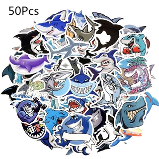 Cartoon Shark Stickers 50Pcs/Set Marine Animal Waterproof Stickers  Decal for Toys