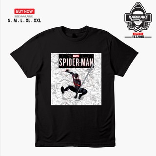 เสื้อยืดผ้าฝ้ายพิมพ์ลายแฟชั่น เสื้อยืด พิมพ์ลายซุปเปอร์ฮีโร่ Marvel SPIDERMAN MILES MORALES