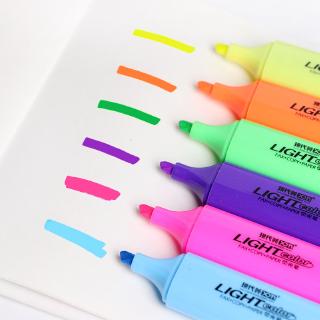 1 Pcs Highlighter oblique head marker pen 6 Colors School Supplies Highlighter Plastic Large Capacity highlight marker stationery