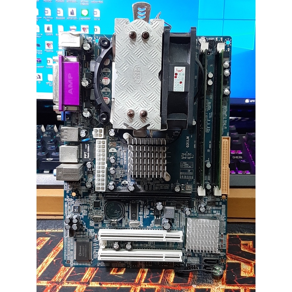 ชุดเซ็ต(775) INTEL G31LM + RAM 4GB DDR2 + CPU Core 2 Quad Q9400 2.66Ghz / 4คอ 4เทรด / 95W พร้อมฝาหลั