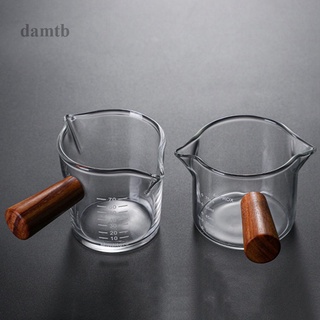 Damtb ถ้วยตวงกาแฟถ้วยตวงแก้วกาแฟแบบด้ามจับไม้สองชั้น 1 ชิ้น