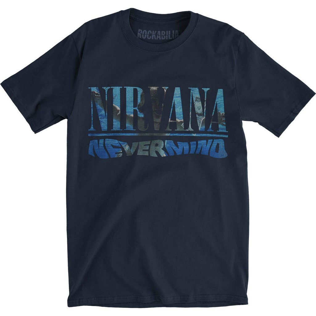 NBF3F23R97R ผ้าฝ้ายคลาสสิก nirvana nevermind อัลบั้มเล่นรายการ slim fit navy o คอ cooton เสื้อยืดผู้