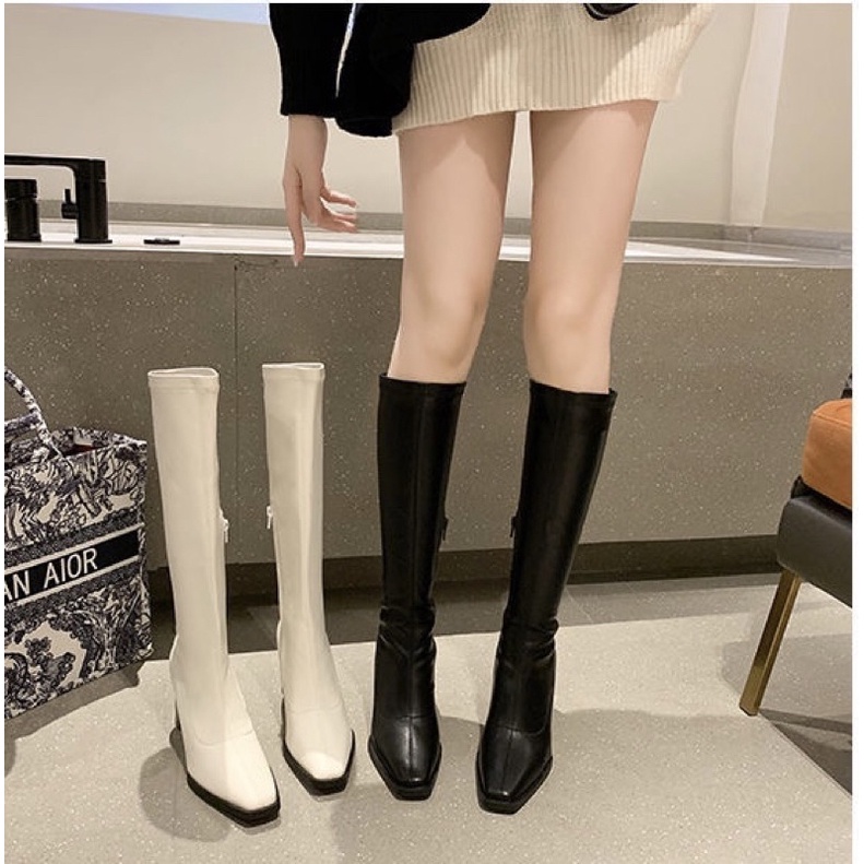 Chole G: Ive Long Boots รองเท้าบูทยาว รองเท้าพริตตี้ หนังpu premium มีซิป ส้นสูง 8cm(SH0013)