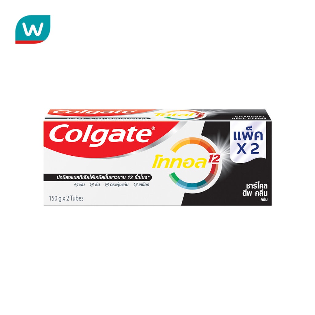 Colgate คอลเกต ยาสีฟัน โททอล ชาร์โคล ดีฟ คลีน (ครีม) 150 กรัม แพ็คคู่