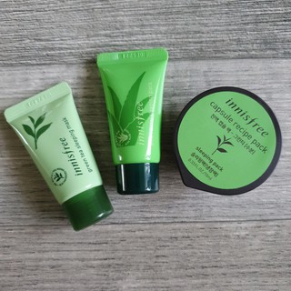 มาสก์หน้าอินนิสฟรี innisfree Green Tea Sleeping Mask Aloe Revival Sleeping Pack และ Green Tea Capsule Recipe Pack