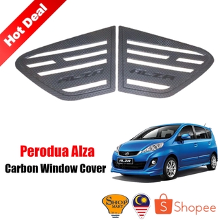 Perodua Alza ฝาครอบหน้าต่างรถยนต์ คาร์บอน ทรงสามเหลี่ยม 3D