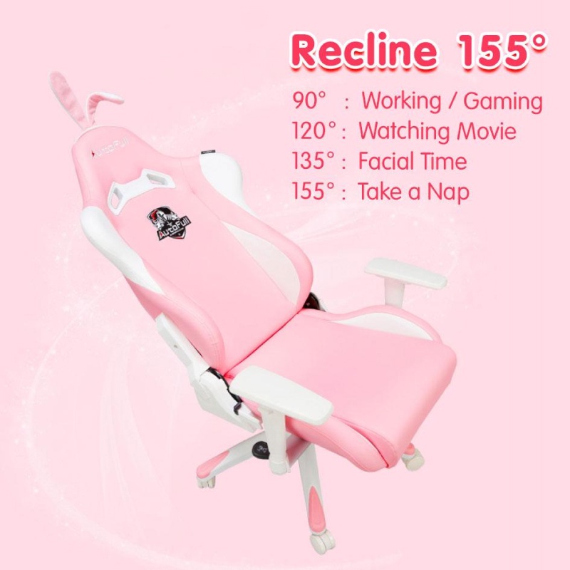 คีย์บอร์ดและเมาส์♘✎✘Autofull AF-055 Gaming Chair เก้าอี้เกมมิ่ง (รับประกันช่วงล่าง 3 ปี) - (Pink)
