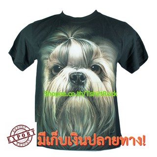 เสื้อลาย หน้าสุนัข ชิสุ shih tzu dog เต็มหน้า เสื้อยืด สกรีนหน้าหลัง ไซร์ยุโรป