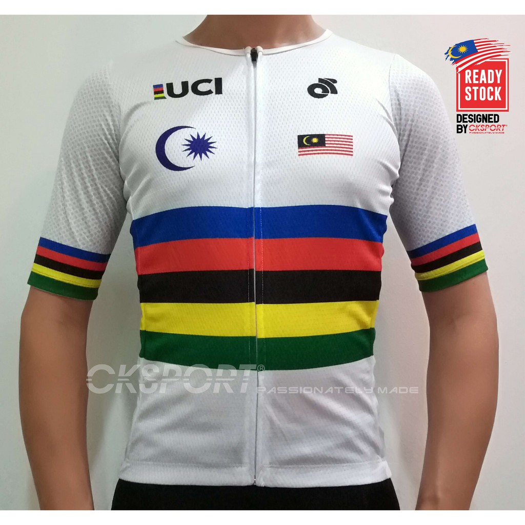 ทีม UCI เสื้อเจอร์ซีย์นักปั่นสีรุ้ง cool tech โพลีเอสเตอร์ NO ตัดคอปก