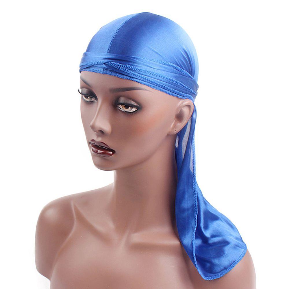 LONGE ผ้าไหม Durag ผู้ชายผู้หญิงแฟชั่น Chemo Cap Cancer Head ผ้าพันคอ Pre-Tied หมวกโจรสลัด - รูปที่ 5