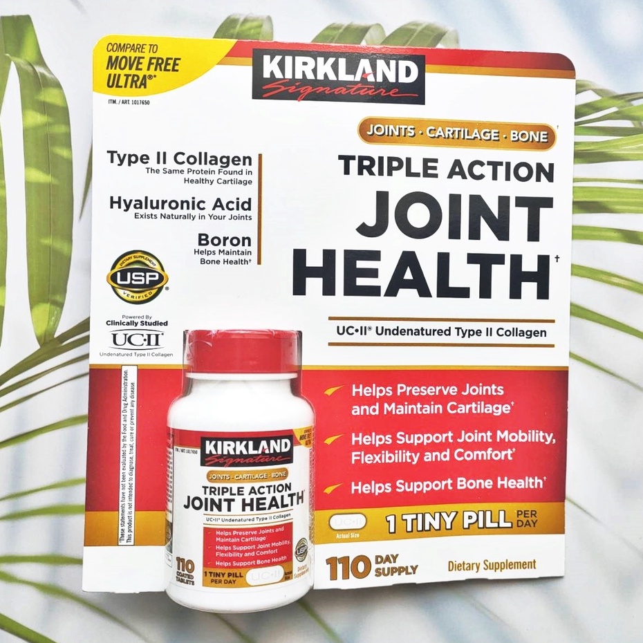 Triple Action Joint Health 110 Coated Tablets (Kirkland®) UC•II® & Hyaluronic Acid + Boron