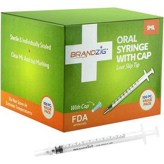 ไซริงค์ป้อนอาหาร 1ml Syringe With Cap Oral Dispenser, Luer Slip Tip, FDA Approved 1 กล่อง