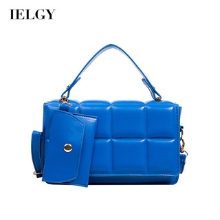 IELGY womens korean style high-end green checkered messenger bag