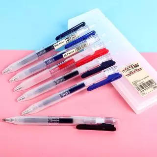 ปากกาเจล MUJI Knock Pressed MUJI สีดํา สีฟ้า สีแดง สไตล์ญี่ปุ่น
