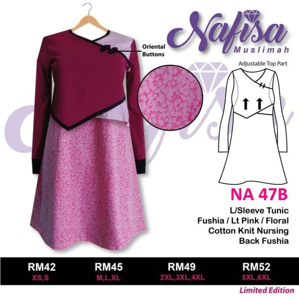 BLOUSE / NA47B / MUSLIMAH / / PLUSSIZE / NOURSING / SIZE XS-6XL