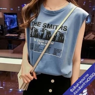 เสื้อยืดแขนกุดผู้หญิงน่ารัก Oversize เสื้อผ้าแฟชั่นวัยรุ่น เสื้อกล้ามเกาหลี ฮิปฮอป สตรีท วินเทจ ราคาส่ง