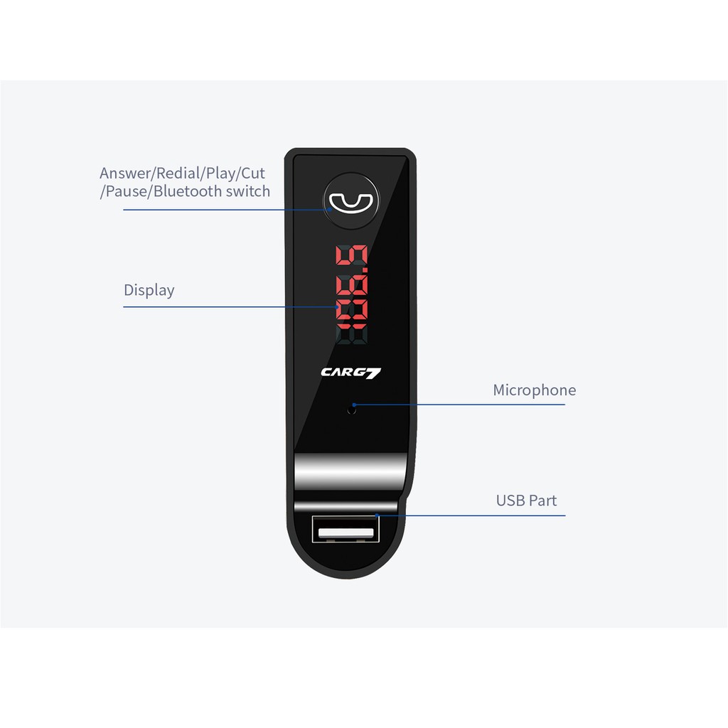 CAR G7 ของแท้รับประกัน1ปี Bluetooth FM Transmitter MP3 Music Player SD USB Charger for Smart Phone
