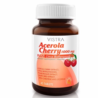 VISTRA Acerola Cherry 1000 mg  วิสทร้า อะเซโรลาเชอรี่ 1000 บรรจุ 45เม็ด/100เม็ด พร้อมส่ง!!