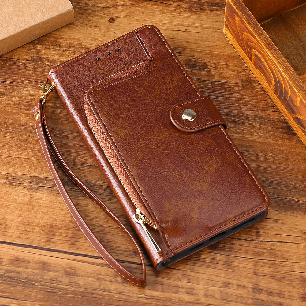 เคสโทรศัพท์หนัง ฝาพับ พร้อมช่องใส่บัตร มีซิป สําหรับ OPPO R11s R15 Pro R17 Neo F1s F5 F9 F11 F19 Pro