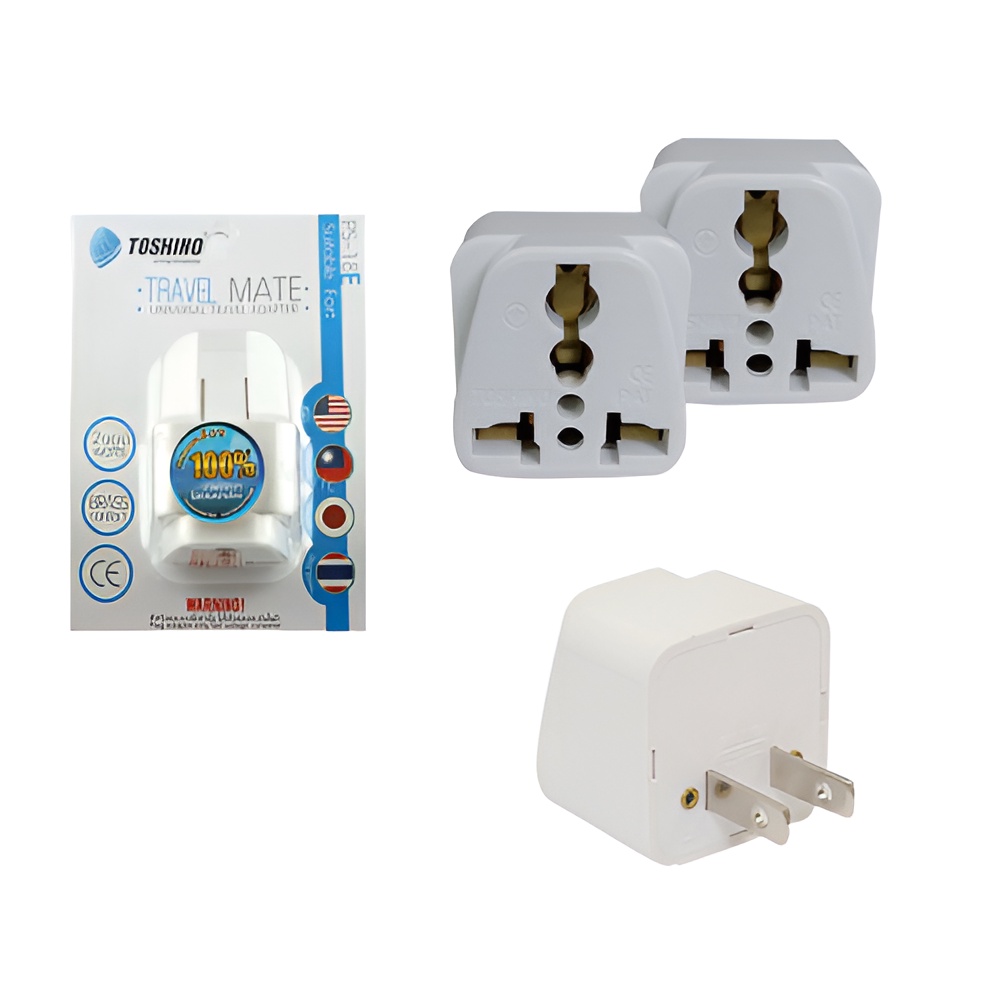 (โค้ดส่งฟรีหน้าร้าน) TOSHINO ปลั๊กแปลง 3 ขา เป็น 2 ขาแบน UNIVERSAL รุ่น PS-18E