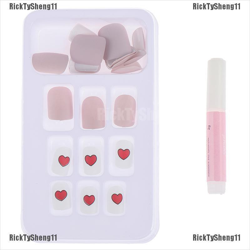 [cod]rts 24pcs Heart Wedding Bride False Nails Art Acrylic Full Cover