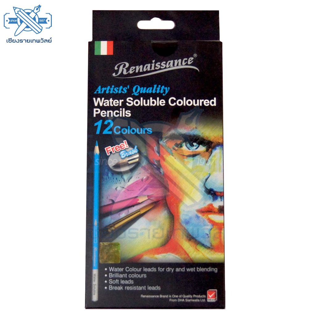 Renaissance เรนาซองซ์ ดินสอสีไม้ระบายน้ำ 12 สี