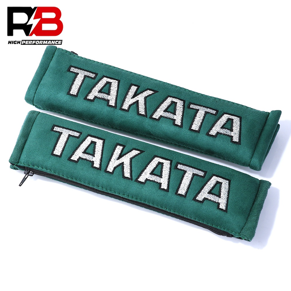 Takata Racing Seat Belt Cover แผ่นรองไหล่คู่พร้อมโลโก้แข่งเจ้าสาวเย็บปักถักร้อย