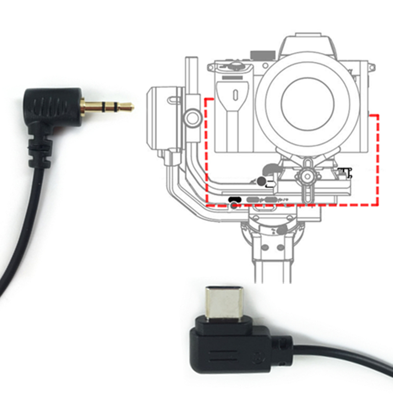 Usb-c ถึง 2.5 มม.รีโมทคอนโทรล RSS สําหรับ DJI Ronin SC RSC2 RS4 RS3 RS2 Ronin-SC &amp; Canon EOS R RP M5 M6 80D 77D 800D TYPECtoE3