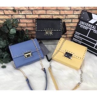 แท้💯% ZARA STUDDED CROSSBODY BAG กระเป๋าสายโซ่สะพายยาวมีหนังรองบ่า