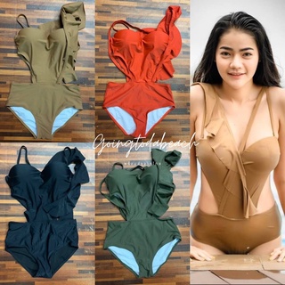 พร้อมส่งจากไทย👙 ᴏɴᴇ-ᴘɪᴇᴄᴇ sᴡɪᴍsᴜɪᴛ • ชุดว่ายน้ำวันพีชสายเดี่ยวเว้าช่วงเอวแต่งระบายตามลำตัว