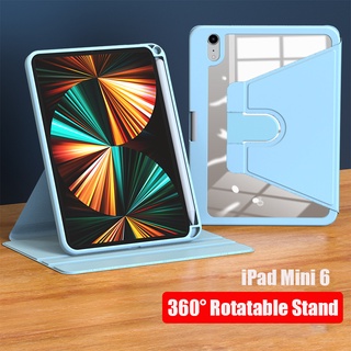 สําหรับ IPad Mini 6 เคส 360° เคสหนัง อะคริลิค ฝาพับ หมุนได้ พร้อมช่องใส่ปากกา