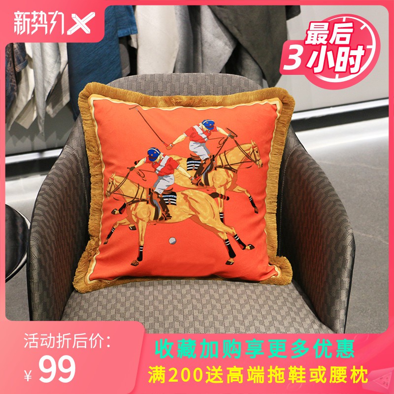 Napoleon Home Hermes Orange Throw Pillow Cushion H Horse Modern Fashion