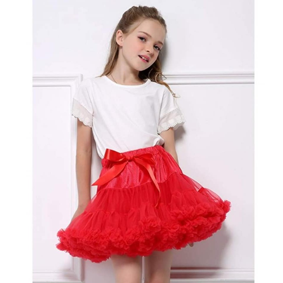 สวยปัง กระโปรง TuTu สีแดง คริสมาส กระโปรงเด็กเทศกาลคริสมาส