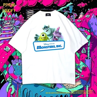 Psycho Crucify "Monsters, INC." เสื้อยืด ขนาดใหญ่ | สีขาว | เสื้อเชิ้ต ลายมอนสเตอร์ INC | เสื้อยืด ลายการ์ตูน | เสื้อยืด