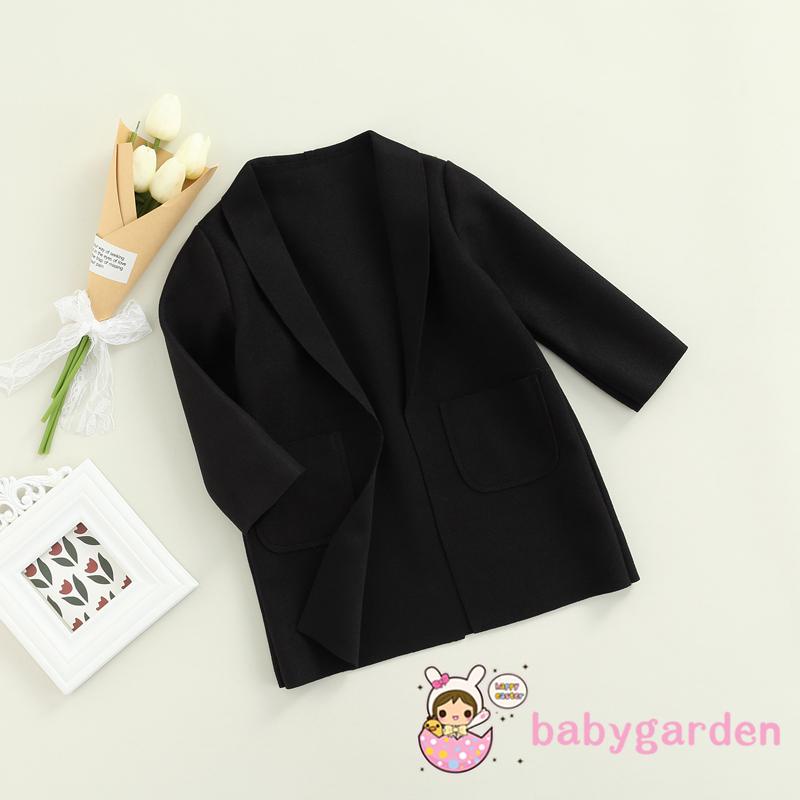 2-7ปี เด็ก/ทารกเพศหญิง/เด็กชายเสื้อลําลองสําหรับฤดูใบไม้ร่วง/ฤดูหนาว,สีทึบแขนยาวเปิดคาร์ดิแกนด้านหน้ากับกระเป๋า,สีเขียวทะเลสาบ/สีดํา/สีน้ําตาล
