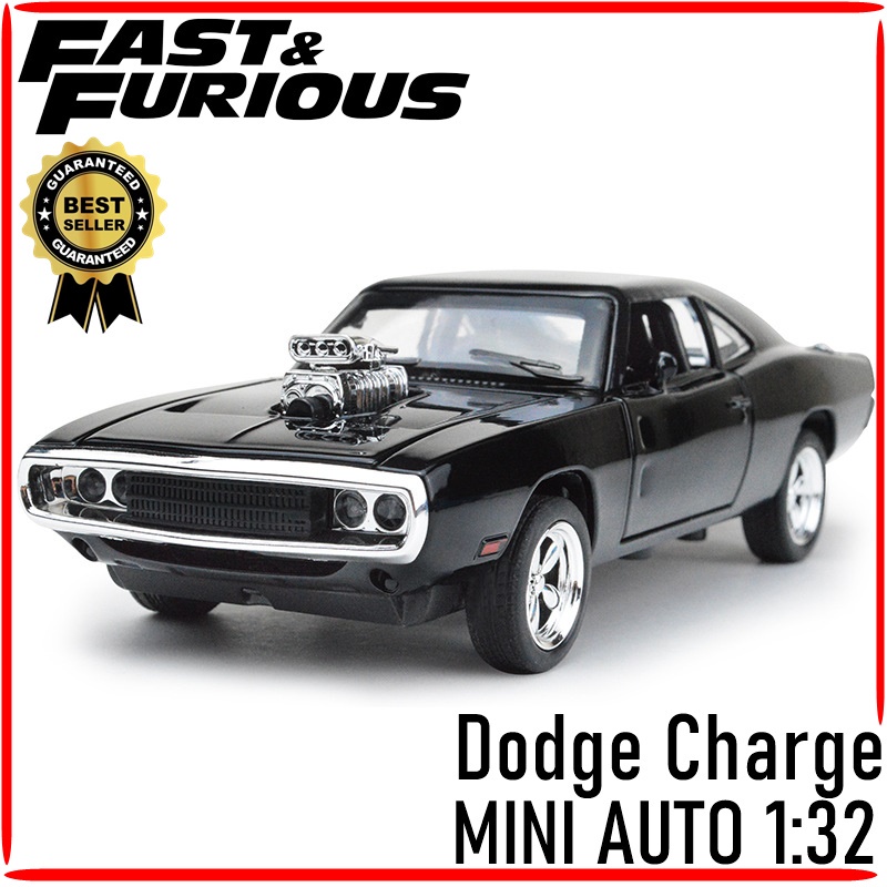 Dodge Charger The Fast And The Furious โมเดลรถเหล็ก งาน MINI AUTO สเกล 1/32 เปิดประตูได้ มีไฟมีเสียง ล้อยาง # 32121