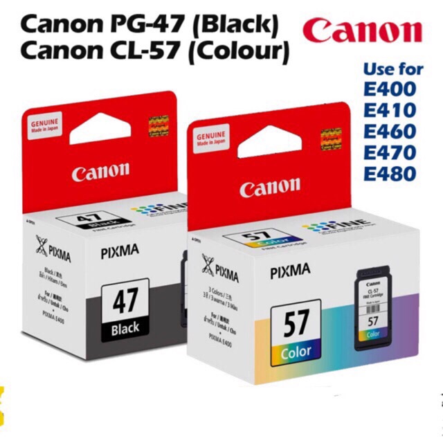 หมึกพิมพ์ INK Canon รุ่น 47 BK 57 CLหมึกพิมพ์ Canon รุ่น 47/57 สำหรับเครื่อง Canon รุ่น E400 E410 E480/3370/E4270 wmsC
