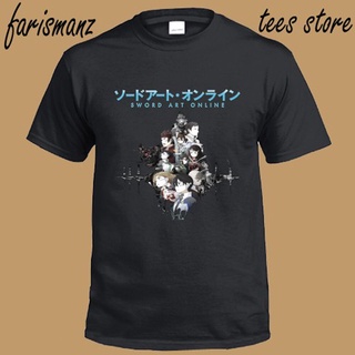 เสื้อยืดโอเวอร์ไซส์เสื้อยืด พิมพ์ลาย Sword Art Online สีดํา สําหรับผู้ชายS-4XL