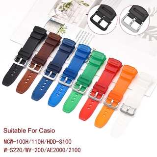 CASIO สายนาฬิกาข้อมือ กันน้ำ ขนาด 16 มม. สําหรับ Casio Mcw - 100 H Mcw 110 H Hdd - S 100 Wv - 200 W - S 220 Ae - 2100