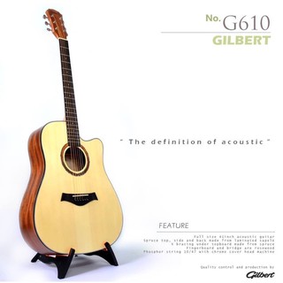 กีต้าร์โปร่งธรรมดา Gilbert G610ขนาด 41นิ้วรุ่นใหม่ไม้หน้าSpure