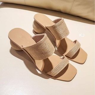 รองเท้าส้นกลม รองเท้าสาน แบบใหม่