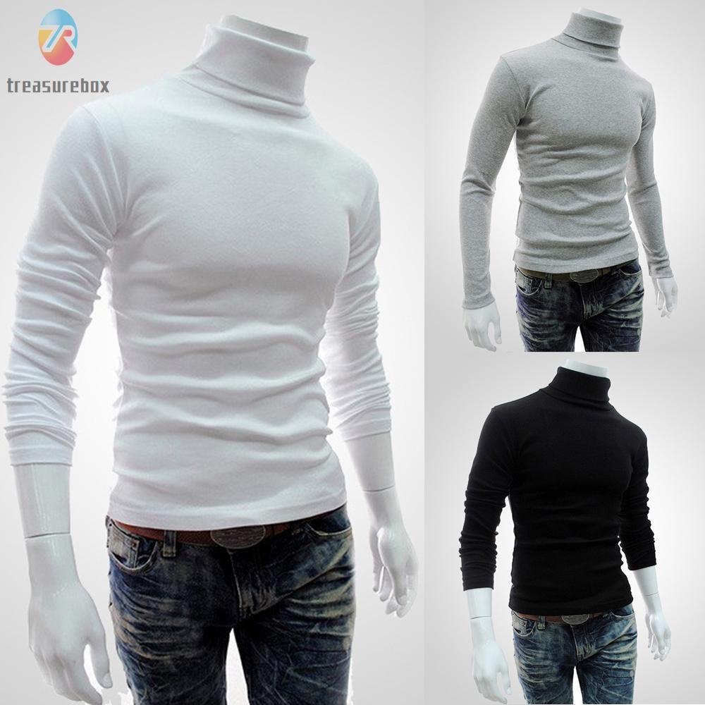 ใหม่ ใหม่ ผู้ชายบางคอเต่าแขนยาวท็อปส์เสื้อสวมหัวที่อบอุ่นยืดเสื้อถักเสื้อกันหนาว
