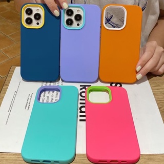 ถูกสุดๆ- เคสโทรศัพท์มือถือ ซิลิโคนนิ่ม สีพื้น สําหรับ for iPhone 13 3 in 1 13 Pro MAX 11 12 Pro MAX 7plus