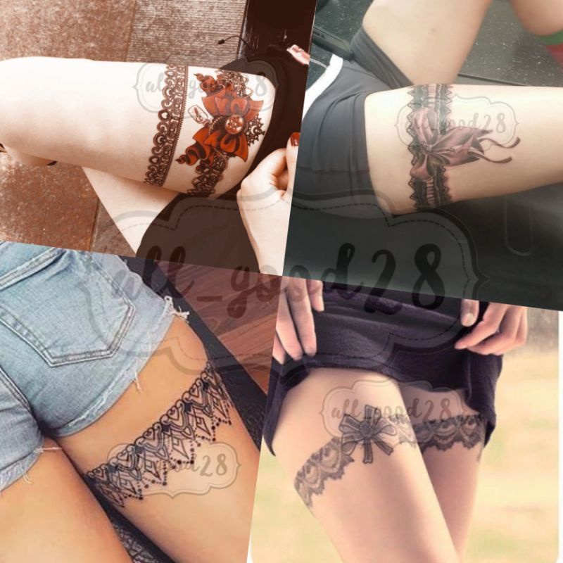 🇹🇭⚡สติ๊กเกอร์รอยสักลูกไม้สีดำ Sexy tattoo 🖤 #10