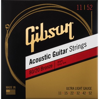 แถมปิ๊ก!! สายกีตาร์โปร่ง Gibson ของแท้ 100% USA รุ่น Phosphor  และรุ่น 80/20  ชุด 6 เส้น เบอร์ 11 12 13