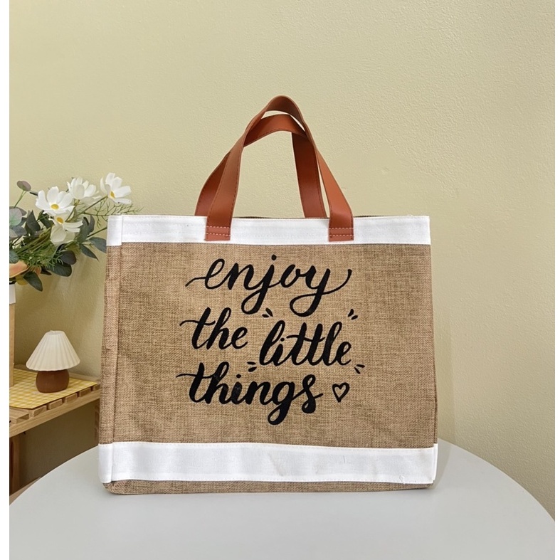 กระเป๋าสาน Enjoy the little things (A244) กระเป๋าถือ กระเป๋าสะพายข้าง
