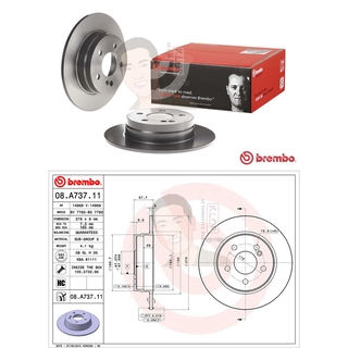 08 A737 11 จานเบรค ล้อ R (ยี่ห้อ BREMBO) รุ่น HC UV Benz W204 C180 200 ปี2011-2014***ราคาต่อข้าง