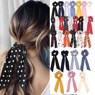 Women Korean Fashion Ribbon Bow Cloth Hair Rope / Scarf Ponytail Scrunchies Flower Printed Hairband / Printed Bohemia Style Vintage Elastic Hair Tie Accessories