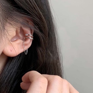 พร้อมส่ง💎✨ | ต่างหูห่วงโซ่ประดับเพชร ต่างหูหนีบ earcuff (ราคาต่อ 1 ชิ้น)